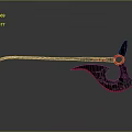 Futuristic Battle Axe Weapon with Black Handle and Red Glowing Accents