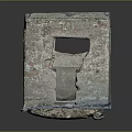 Ruined Cubic Architectural Structure With Weathered Brick Surface And Broken Openings