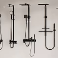 Black Modern Shower Systems With Multiple Wall Mounted Design Styles 3d model