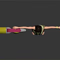 Stylish 3D Female Character In Green Top With Animal Shaped Toy Gun And Outstretched Arms