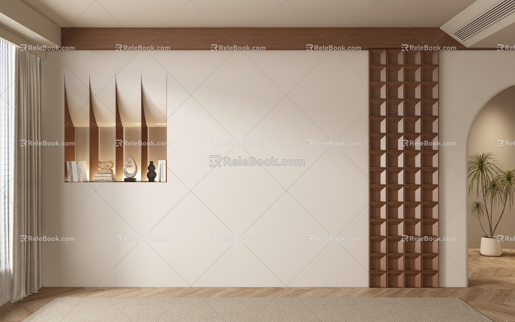 Middle Ancient Restaurant Tea Room Living Room Background Wall 3d model