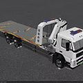 White Volvo Road Rescue Tow Truck With Flatbed And Blue Red Emergency Lights