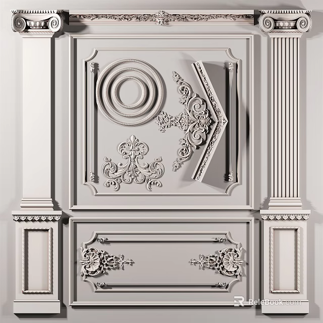 Elegant Plaster Molding Design With Intricate Patterns For Classic Interior Wall Decor 3d model