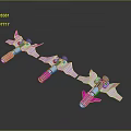 Three Blue Pink Toy Airplanes With Wings And Transparent Cockpits On Gray Gradient Background