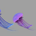 Vibrant Blue and Purple Jellyfish with Long Flowing Tentacles in Aquatic Environment