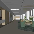 Spacious Hospital Outpatient Hall With Reception Desk Green Plants Natural Light And Minimalist Design