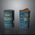Danie's Baked Beans Canned Food Two Cans One Open Showing Beans Inside
