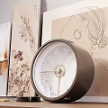 Decorative Ornament Set With Dried Pampas Grass Transparent Glass Vases Stacked Books And Wall Clock