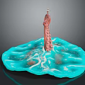 Game Movie Character Octopus Like Creature With Red Body And Blue Water Wave Base