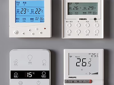 Philips Air Conditioner Fan Thermostat Control With Digital Temperature Display And Buttons 3d model