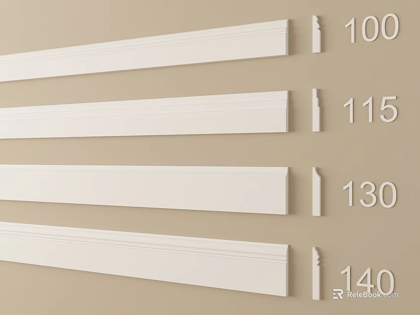 White Decorative Molding Lines With Size Options 100 115 130 140 3d model 