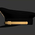 Classic Black Military Cap Featuring Golden Emblem And Yellow Decorative Band