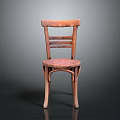 Classic Wooden Chair Furniture With Slatted Backrest Round Seat And Sturdy Frame