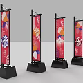 May Day Promotion Banner Flags With Red Background And Decorative Patterns Outdoor