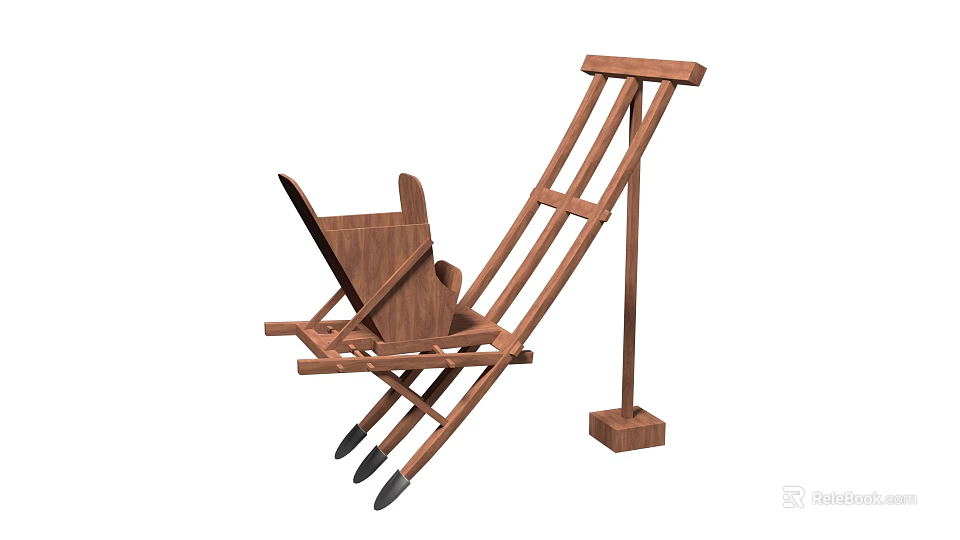 Traditional Wooden Agricultural Equipment Seeder With Frame And Soil Insertion Features 3d model 