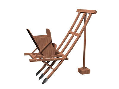 Traditional Wooden Agricultural Equipment Seeder With Frame And Soil Insertion Features 3d model