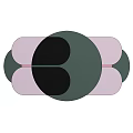 Modern Abstract Shaped Rug With Purple Black Pink Geometric Patterns
