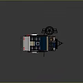 Modern Camper Trailer With Motorcycle And Solar Panels On Roof
