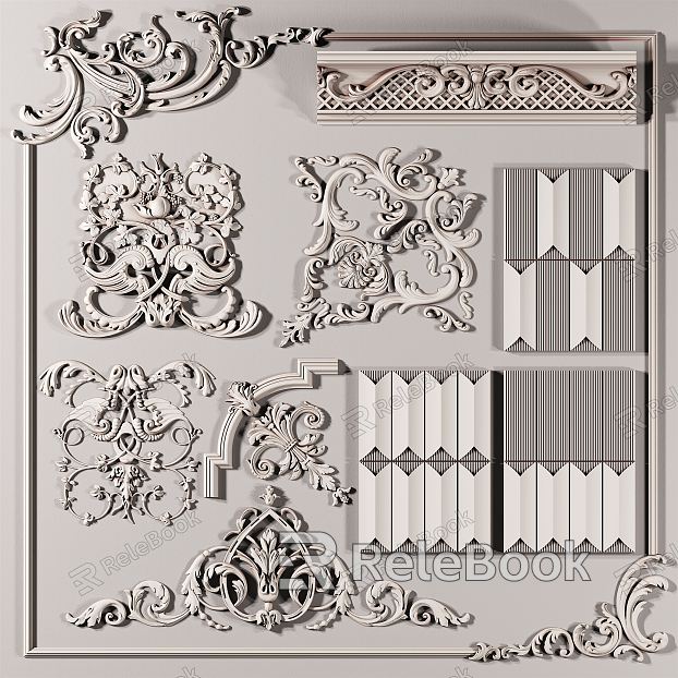 European-style Carved Carved Corner Gypsum Carved Line Group model