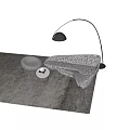 Unique Shaped Gray Sofa In Modern Interior With Round Coffee Table And Floor Lamp