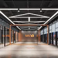 Modern Spacious Fitness Gym Interior With Glass Partitions Lighting Design And Wooden Flooring