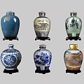 Ceramic Decorative Ornament Collection Featuring Various Colored Traditional Landscape and Floral Patterned Vases