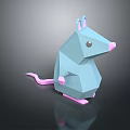 Low Poly Style Blue Mouse Game Movie Character With Pink Ears Nose Tail And Feet