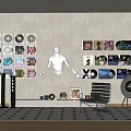 Wall Decor Featuring Vinyl Records Collection Shelves Skeleton And Photo Displays