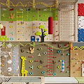 Colorful Interactive Kids Play Area With Climbing Walls Ropes Slides And Animal Decorations