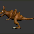 Orange Spiked Dinosaur 3D Model With Scaly Body Sharp Teeth And Claws 3d model