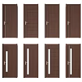 Wooden Hinged Doors with Various Panel and Glass Designs for Interior Use 3d model