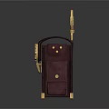 Purple Leather Mini Pouch With Golden Decorative Lock And Carabiner