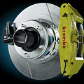 Brembo Yellow Brake Caliper With Silver Disc And Performance Automotive Parts