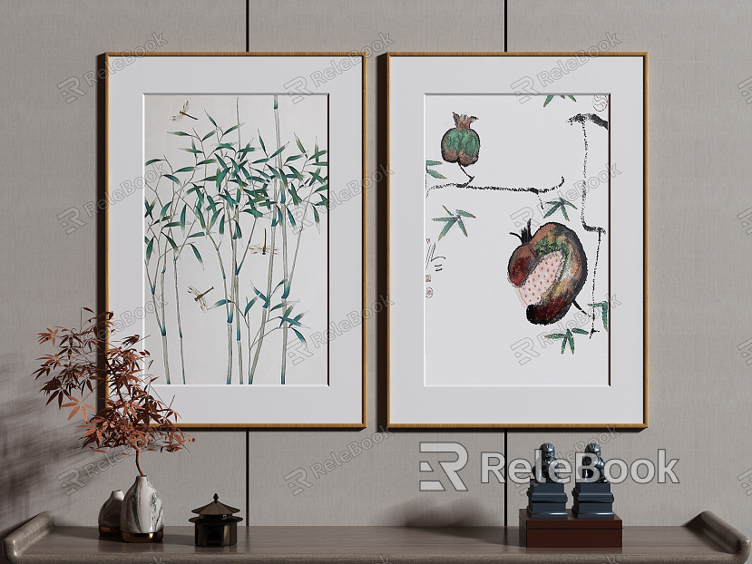 New Chinese Plant Painting Decorative Painting model