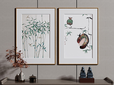 New Chinese Plant Painting Decorative Painting model