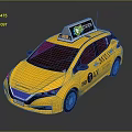 Yellow Solo Taxi With Uber Sign On Roof And Modern Exterior Design