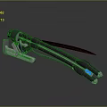 Futuristic Sci Fi Weapon With Metallic Structure And Blue Glowing Accents