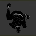 Black Panther Superhero In Crouching Pose With Sleek Black Suit And Silver Stripes