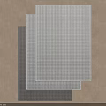 Three Stacked Square Rugs in Gray and White with Woven Texture on Wooden Floor