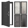 Modern Security Doors With Various Panel Designs And Secure Lock Systems 3d model