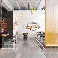 Modern Hotpot Restaurant With Orange White Decor Fresh Ingredients Display And Open Layout