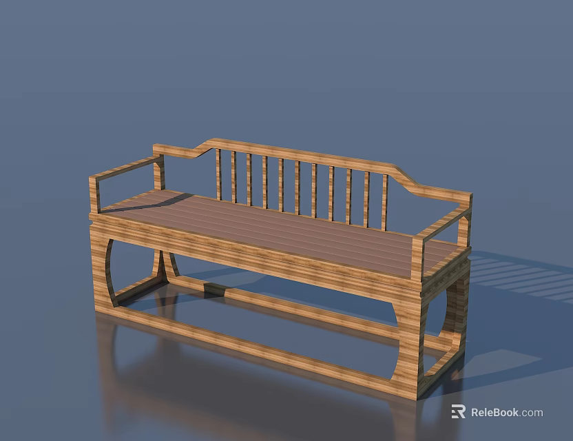 Solid Wood Landscape Bench With Backrest Armrests And Simple Outdoor Design 3d model 