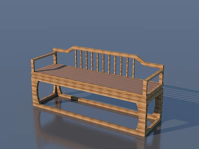 Solid Wood Landscape Bench With Backrest Armrests And Simple Outdoor Design 3d model