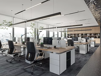 modern public office area office area 3d model