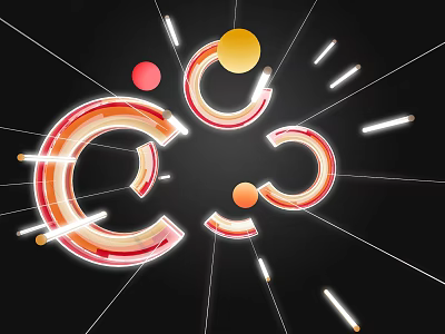 Artistic Modern Colorful Circular Decorative Lights With Glowing Rings And Lines 3d model