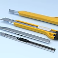 Modern Yellow And Silver Utility Knives With Sharp Blades And Ergonomic Handles