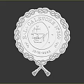 Silver Medal Award with Intricate Border Engraved Text and Pattern on Elegant Stand 3d model