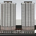 Traditional Chinese Commercial Building Exterior With Large Glass Windows And Stone Pillars