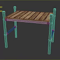 Rustic Wooden Slat Table With Sturdy Metal Frame For Home Furniture