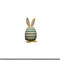 Decorative Easter Egg Featuring Rabbit Ears Blue Yellow Stripes And Orange Feet Design 3d model